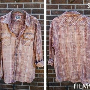Acid Washed Plaid Button Down